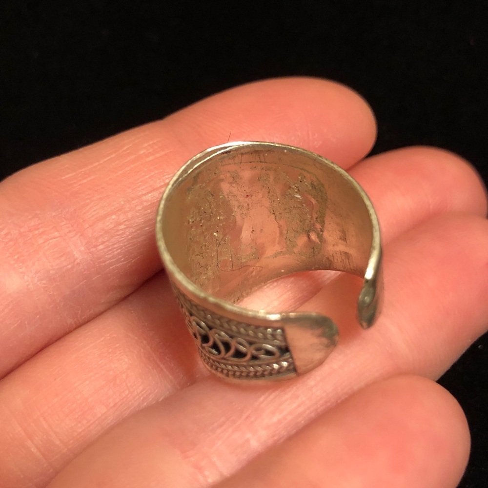Vintage Intricate Silver Tone Filigree Cuff Ring - Picture 8 of 11